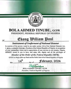 Wailliam Troost-Ekong, MFR National Honour, President Bola Ahmed Tinubu, Super Eagles