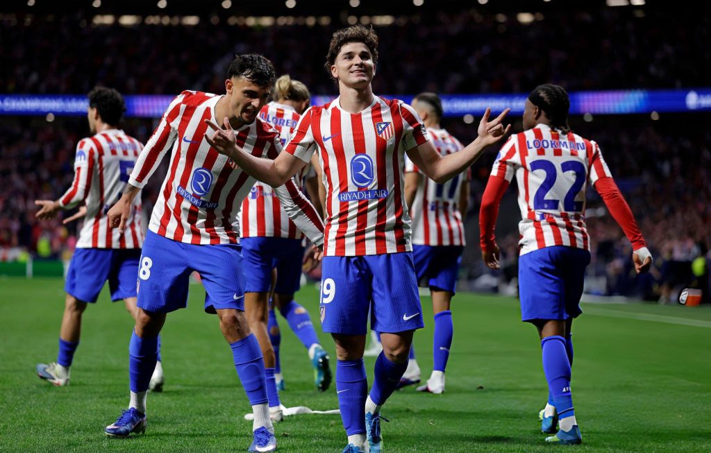 Julian Alvarez, Atletico Madrid, Arsenal, 2025/26 UEFA Champions League, Champions League, Metropolitano Stadium, Madrid, Spain